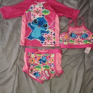 Size 3t disney lilo and stitch 3 piece bathing suit